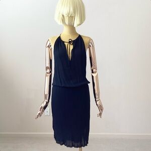 Nili Lotan Black Silk Halter Tie-Neck Cocktail Dress SZ XS